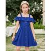 Arshiner Girls Dresses Summer Spaghetti Strap Cold Shoulder Ruffle Button Down A Line Dresses(Royal Blue)