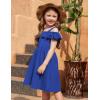 Arshiner Girls Dresses Summer Spaghetti Strap Cold Shoulder Ruffle Button Down A Line Dresses(Royal Blue)