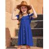 Arshiner Girls Dresses Summer Spaghetti Strap Cold Shoulder Ruffle Button Down A Line Dresses(Royal Blue)