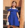 Arshiner Girls Dresses Summer Spaghetti Strap Cold Shoulder Ruffle Button Down A Line Dresses(Royal Blue)