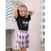 Arshiner Girls Pajamas Set Short Sleeve Pjs Sleepwear 3PCS Summer Lounge Sets Nightwear(Bow Plaid)