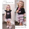 Arshiner Girls Pajamas Set Short Sleeve Pjs Sleepwear 3PCS Summer Lounge Sets Nightwear(Bow Plaid)