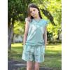 Arshiner Girls Pajamas Set Short Sleeve Pjs Sleepwear 3PCS Summer Lounge Sets Nightwear(Green Daisy)
