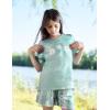 Arshiner Girls Pajamas Set Short Sleeve Pjs Sleepwear 3PCS Summer Lounge Sets Nightwear(Green Daisy)