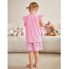 Arshiner Girls Pajamas Set Short Sleeve Pjs Sleepwear 3PCS Summer Lounge Sets Nightwear(Pink Burger)