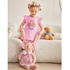 Arshiner Girls Pajamas Set Short Sleeve Pjs Sleepwear 3PCS Summer Lounge Sets Nightwear(Pink Burger)