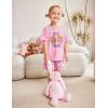 Arshiner Girls Pajamas Set Short Sleeve Pjs Sleepwear 3PCS Summer Lounge Sets Nightwear(Pink Burger)