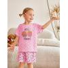 Arshiner Girls Pajamas Set Short Sleeve Pjs Sleepwear 3PCS Summer Lounge Sets Nightwear(Pink Burger)