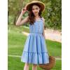 Arshiner Girls Summer Dress Bow-Tie Straps Sleeveless Flowy Ruffle Trim Boho Beach Casual Sundress(Baby Blue)