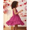 Arshiner Girls Summer Dress Bow-Tie Straps Sleeveless Flowy Ruffle Trim Boho Beach Casual Sundress(Hot Pink)