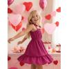 Arshiner Girls Summer Dress Bow-Tie Straps Sleeveless Flowy Ruffle Trim Boho Beach Casual Sundress(Hot Pink)