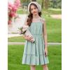 Arshiner Girls Summer Dress Bow-Tie Straps Sleeveless Flowy Ruffle Trim Boho Beach Casual Sundress(Ice Green)