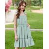 Arshiner Girls Summer Dress Bow-Tie Straps Sleeveless Flowy Ruffle Trim Boho Beach Casual Sundress(Ice Green)