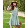 Arshiner Girls Summer Dress Bow-Tie Straps Sleeveless Flowy Ruffle Trim Boho Beach Casual Sundress(Ice Green)