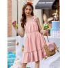 Arshiner Girls Summer Dress Bow-Tie Straps Sleeveless Flowy Ruffle Trim Boho Beach Casual Sundress(Light Pink)