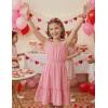 Arshiner Girls Summer Dress Bow-Tie Straps Sleeveless Flowy Ruffle Trim Boho Beach Casual Sundress(Light Pink)
