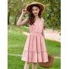Arshiner Girls Summer Dress Bow-Tie Straps Sleeveless Flowy Ruffle Trim Boho Beach Casual Sundress(Light Pink)