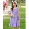 Arshiner Girls Summer Dress Bow-Tie Straps Sleeveless Flowy Ruffle Trim Boho Beach Casual Sundress(Light Purple)