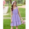 Arshiner Girls Summer Dress Bow-Tie Straps Sleeveless Flowy Ruffle Trim Boho Beach Casual Sundress(Light Purple)