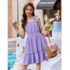 Arshiner Girls Summer Dress Bow-Tie Straps Sleeveless Flowy Ruffle Trim Boho Beach Casual Sundress(Light Purple)