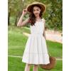 Arshiner Girls Summer Dress Bow-Tie Straps Sleeveless Flowy Ruffle Trim Boho Beach Casual Sundress(White)