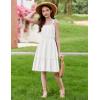 Arshiner Girls Summer Dress Bow-Tie Straps Sleeveless Flowy Ruffle Trim Boho Beach Casual Sundress(White)