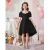 Arshiner Girls Summer Dress Puff Sleeve High Low Swing Off Shoulder Formal Dresses with Pocket(Black)