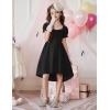 Arshiner Girls Summer Dress Puff Sleeve High Low Swing Off Shoulder Formal Dresses with Pocket(Black)