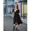 Arshiner Girls Summer Dress Puff Sleeve High Low Swing Off Shoulder Formal Dresses with Pocket(Black)