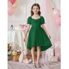Arshiner Girls Summer Dress Puff Sleeve High Low Swing Off Shoulder Formal Dresses with Pocket(Green)