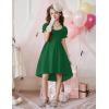 Arshiner Girls Summer Dress Puff Sleeve High Low Swing Off Shoulder Formal Dresses with Pocket(Green)