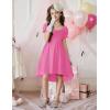 Arshiner Girls Summer Dress Puff Sleeve High Low Swing Off Shoulder Formal Dresses with Pocket(Hot Pink)