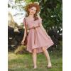 Arshiner Girls Summer Dress Puff Sleeve High Low Swing Off Shoulder Formal Dresses with Pocket(Pink)