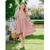 Arshiner Girls Summer Dress Puff Sleeve High Low Swing Off Shoulder Formal Dresses with Pocket(Pink)
