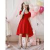 Arshiner Girls Summer Dress Puff Sleeve High Low Swing Off Shoulder Formal Dresses with Pocket(Red)