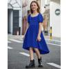 Arshiner Girls Summer Dress Puff Sleeve High Low Swing Off Shoulder Formal Dresses with Pocket(Royal Blue)