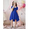 Arshiner Girls Summer Dress Puff Sleeve High Low Swing Off Shoulder Formal Dresses with Pocket(Royal Blue)
