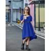 Arshiner Girls Summer Dress Puff Sleeve High Low Swing Off Shoulder Formal Dresses with Pocket(Royal Blue)