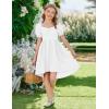 Arshiner Girls Summer Dress Puff Sleeve High Low Swing Off Shoulder Formal Dresses with Pocket(White)