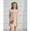 Arshiner Girls Summer Dress Toddler Ruffle Sleeve Dresses Kids Swing Casual Beach Boho Sundress with Pockets for 1-7t(Beige)