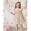 Arshiner Girls Summer Dress Toddler Ruffle Sleeve Dresses Kids Swing Casual Beach Boho Sundress with Pockets for 1-7t(Beige)