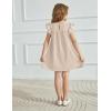 Arshiner Girls Summer Dress Toddler Ruffle Sleeve Dresses Kids Swing Casual Beach Boho Sundress with Pockets for 1-7t(Beige)