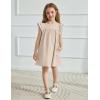 Arshiner Girls Summer Dress Toddler Ruffle Sleeve Dresses Kids Swing Casual Beach Boho Sundress with Pockets for 1-7t(Beige)