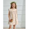 Arshiner Girls Summer Dress Toddler Ruffle Sleeve Dresses Kids Swing Casual Beach Boho Sundress with Pockets for 1-7t(Beige Floral)