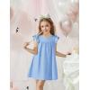 Arshiner Girls Summer Dress Toddler Ruffle Sleeve Dresses Kids Swing Casual Beach Boho Sundress with Pockets for 1-7t(Blue)