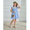 Arshiner Girls Summer Dress Toddler Ruffle Sleeve Dresses Kids Swing Casual Beach Boho Sundress with Pockets for 1-7t(Blue)