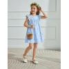 Arshiner Girls Summer Dress Toddler Ruffle Sleeve Dresses Kids Swing Casual Beach Boho Sundress with Pockets for 1-7t(Blue White Floral)