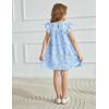 Arshiner Girls Summer Dress Toddler Ruffle Sleeve Dresses Kids Swing Casual Beach Boho Sundress with Pockets for 1-7t(Blue White Floral)
