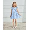 Arshiner Girls Summer Dress Toddler Ruffle Sleeve Dresses Kids Swing Casual Beach Boho Sundress with Pockets for 1-7t(Blue White Floral)