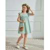 Arshiner Girls Summer Dress Toddler Ruffle Sleeve Dresses Kids Swing Casual Beach Boho Sundress with Pockets for 1-7t(Green)